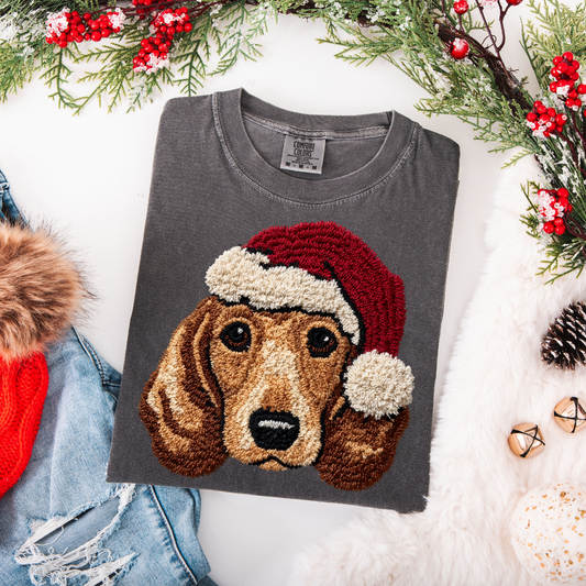 Faux Yarn Christmas Dachshund DTF Transfer