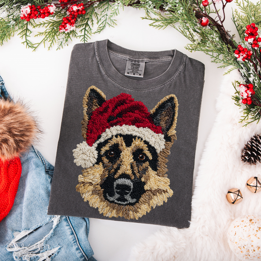 Faux Yarn Christmas German Shepherd DTF Transfer