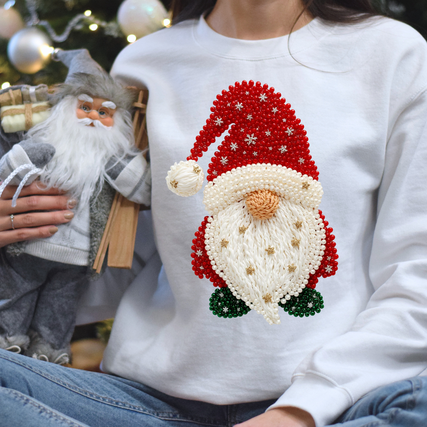 Faux Yarn Christmas Gnome DTF Transfer