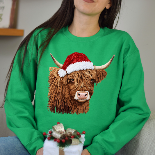Faux Yarn Christmas Highland Cow DTF Transfer