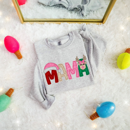 Faux Yarn Christmas Mama DTF Transfer