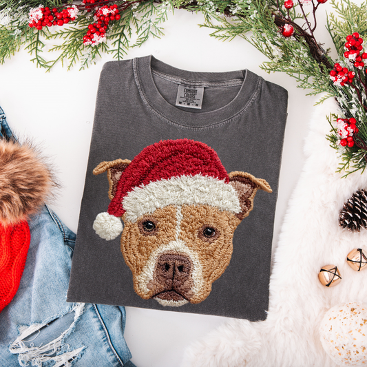 Faux Yarn Christmas Pitbull DTF Transfer