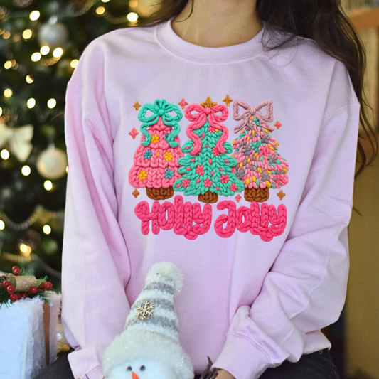 Faux Yarn Holly Jolly DTF Transfer