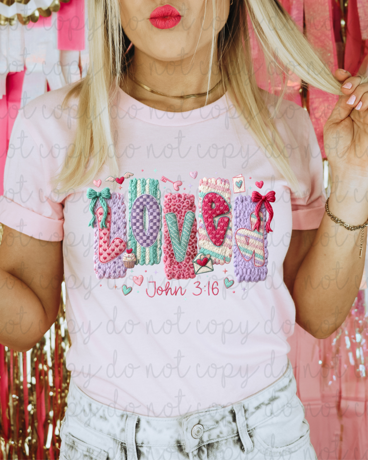 Faux Yarn Loved DTF Transfer