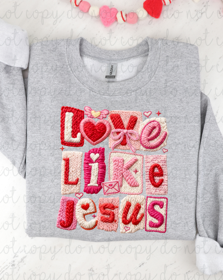 Faux Yarn Love Like Jesus DTF Transfer