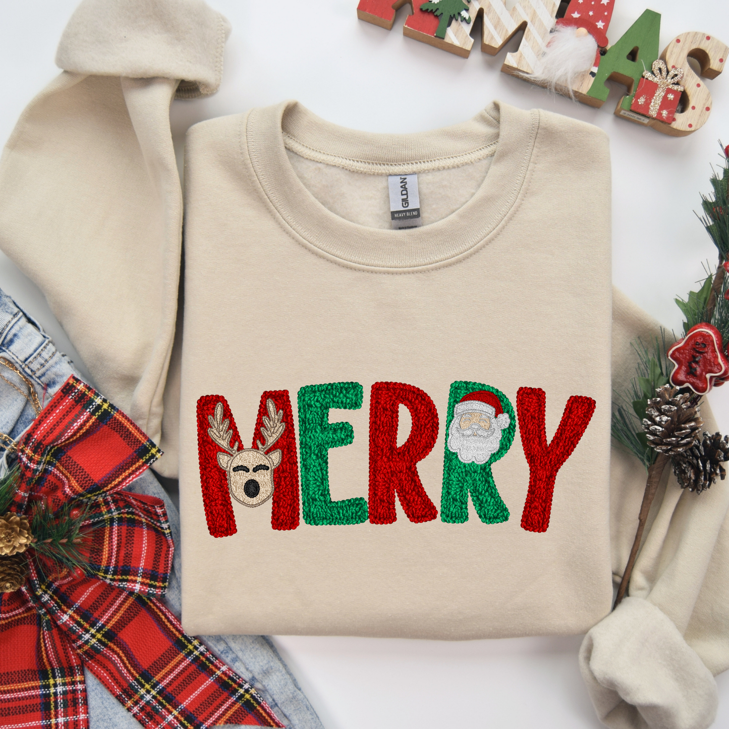 Faux Yarn Merry DTF Transfer