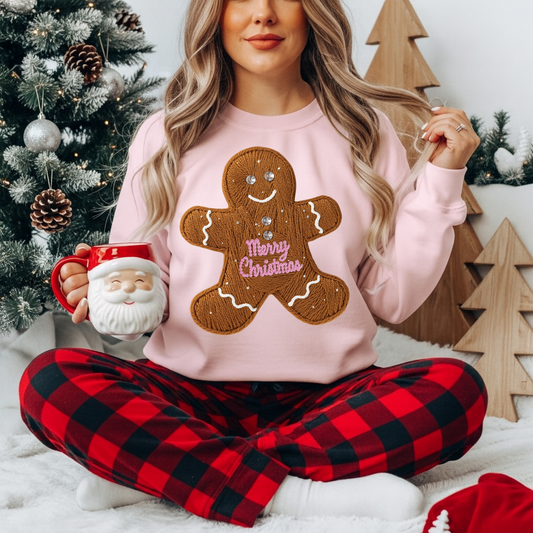 Faux Yarn Merry Christmas Gingerbread DTF Transfer