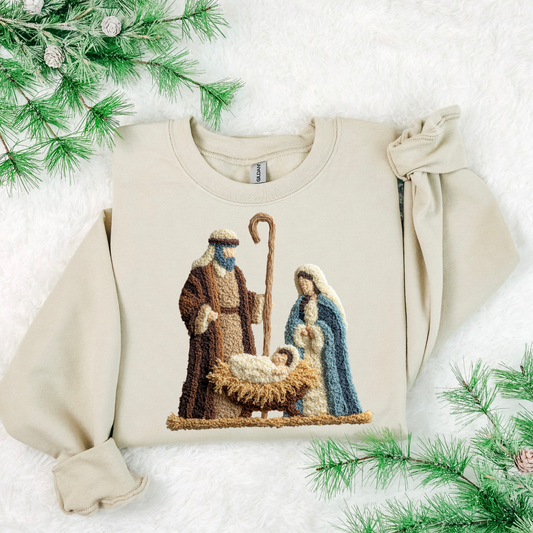 Faux Yarn Nativity DTF Transfer