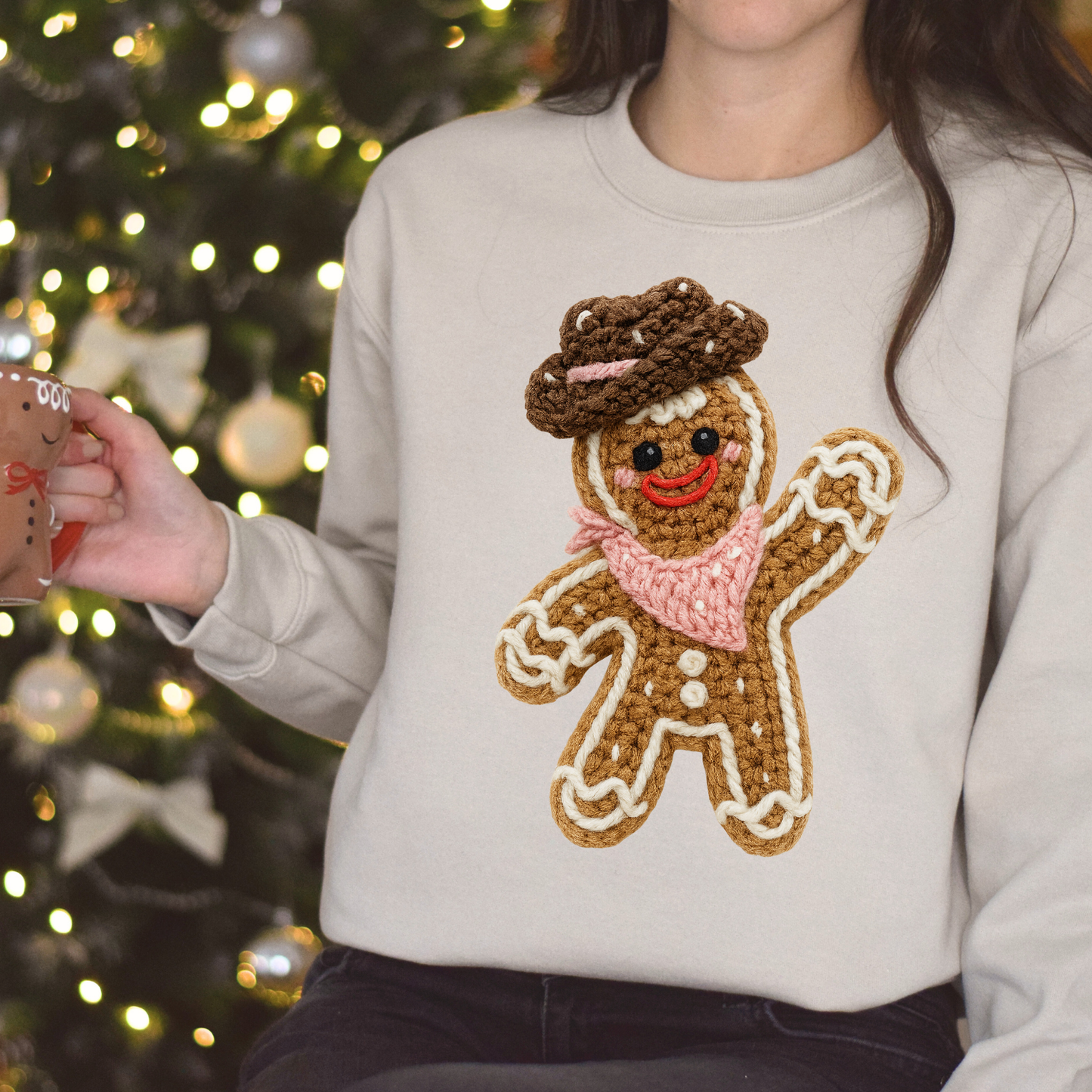 Faux Yarn Western Gingerbread DTF Transfer