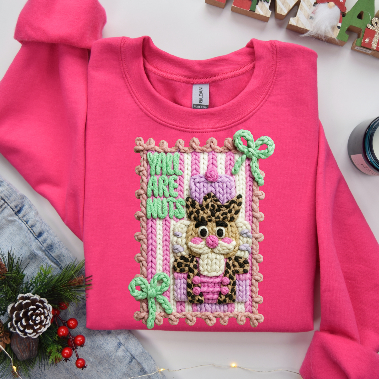 Faux Yarn Yall Are Nuts DTF Transfer