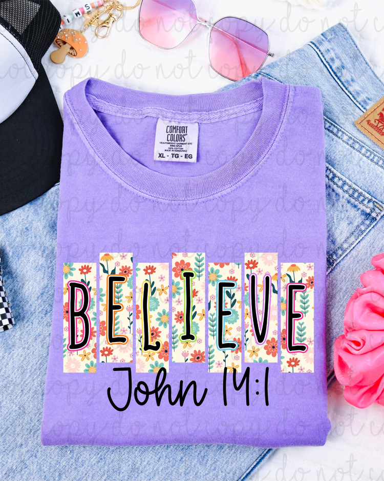 Floral Frame Believe DTF Transfer