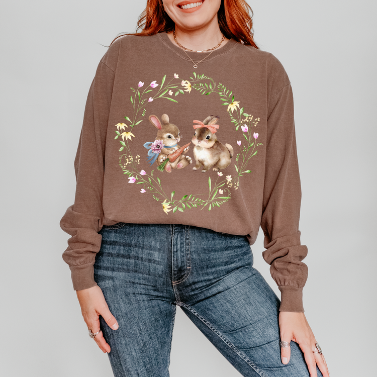 Floral Bunnies DTF Transfer