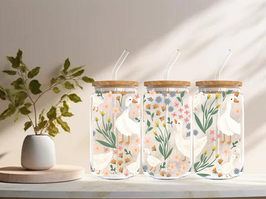Floral Goose UV DTF 16oz. Libby Glass DTF Wrap
