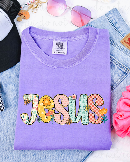 Floral Jesus DTF Transfer