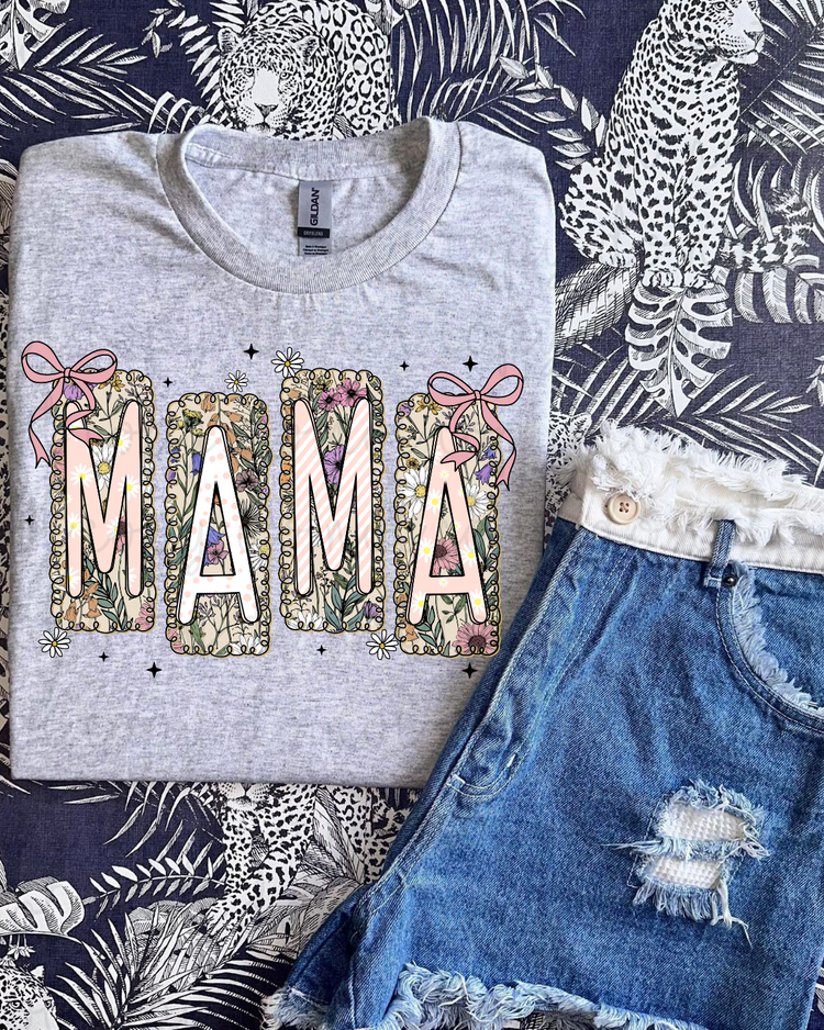 Floral Coquette Patch Mama DTF Transfer