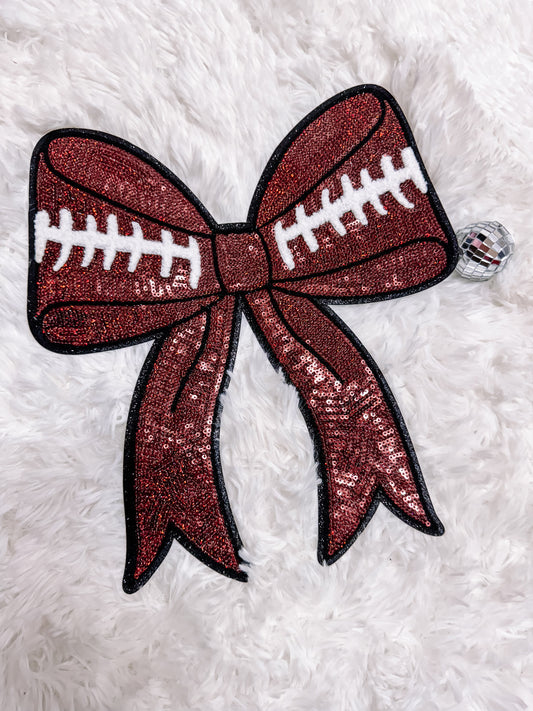 Football Coquette Sequin Bow Chenille Patch