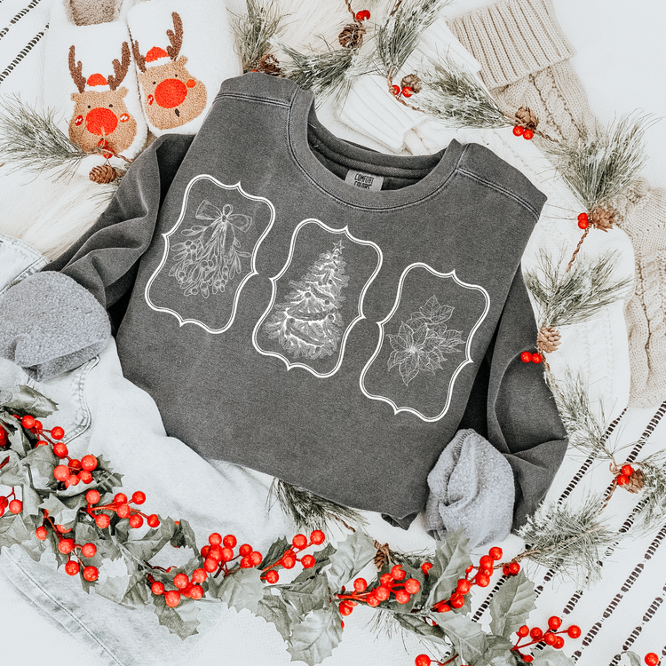 Christmas Tree Frames Single Color Screen Print Transfer