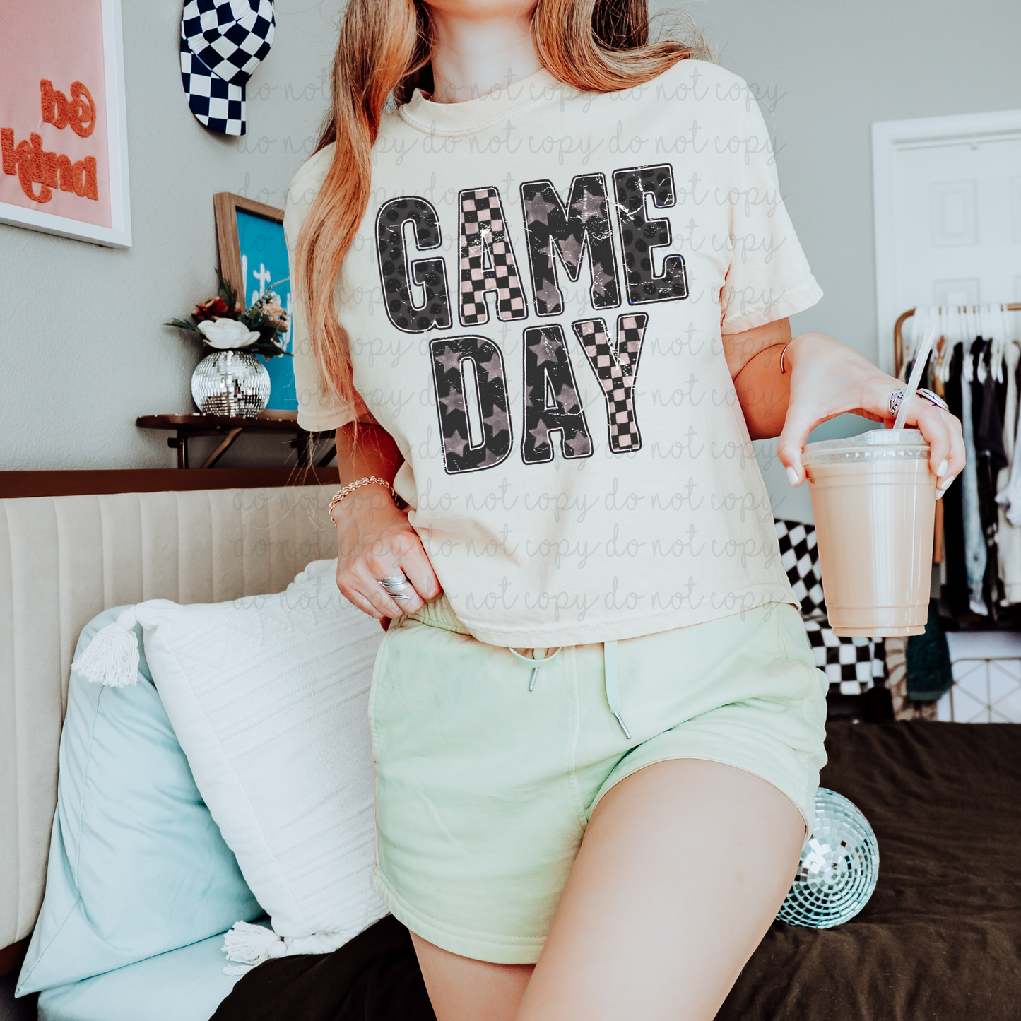 Game Day Black Checkered DTF Transfer