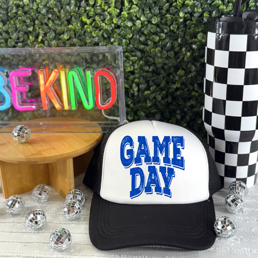 Game Day BlueTrucker Hat/Oversized Pocket Clear Film Screen Print Transfer