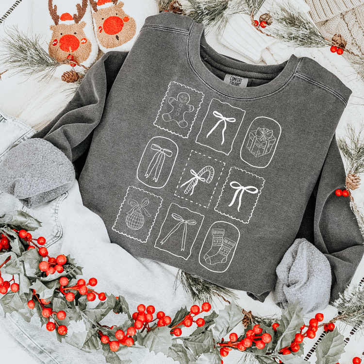 Whimsical Gingerbread Doodles Christmas Single Color Screen Print Transfer