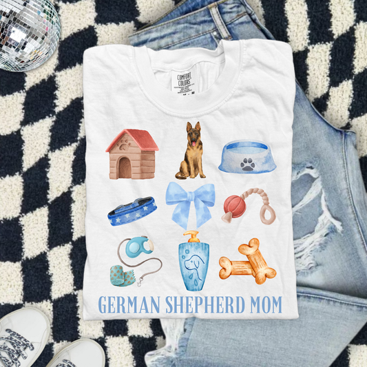 German Shepherd Mom Blue Collage DTF Transfer