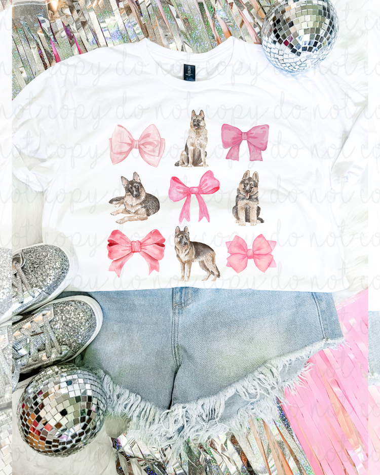 German Shepherds And Bows DTF Transfer