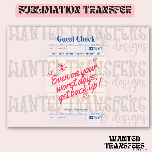 Get Back Up Exclusive Sublimation Transfer