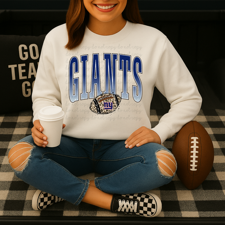 Giants Leopard Print Football DTF Transfers
