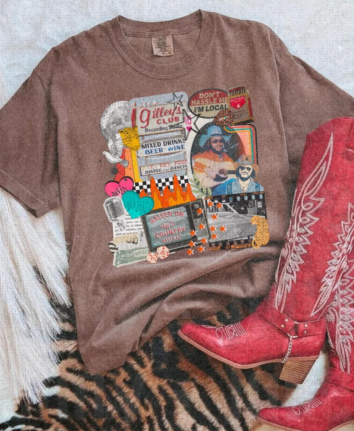 Raised on Country Music Collage DTF Transfer