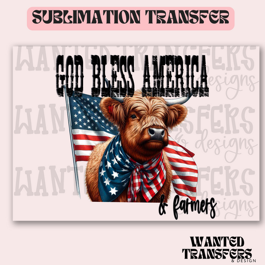 God Bless America & Farmers Exclusive Sublimation Transfer