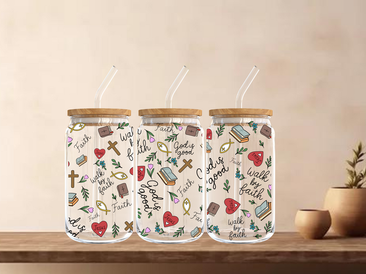 God Is Good UV DTF 16oz. Libby Glass DTF Wrap