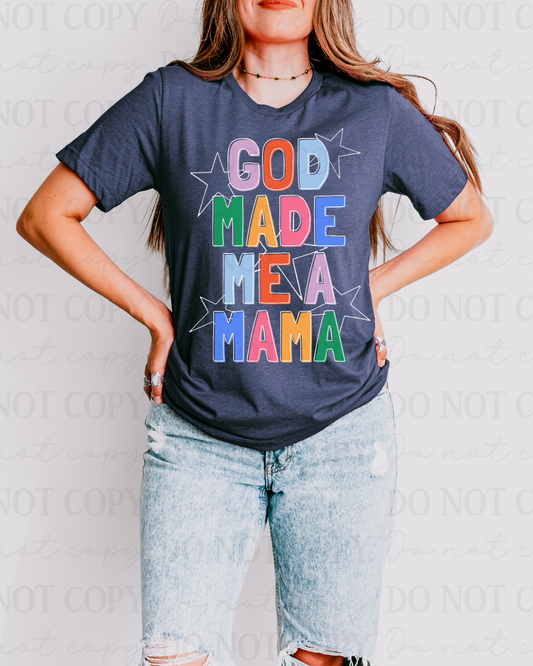 God Made Me A Mama Stars (White) DTF Transfer