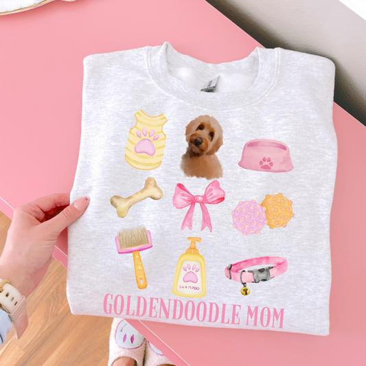 Goldendoodle Mom Pink Collage DTF Transfer