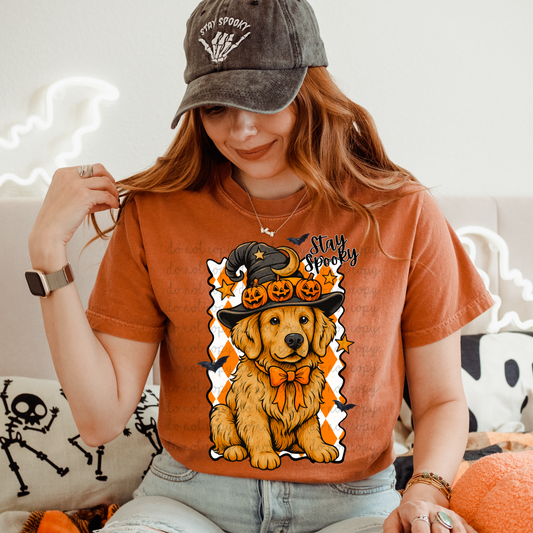 Spooky Golden Retriever DTF Transfer
