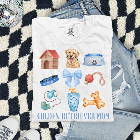 Golden Retriever Mom Blue Collage DTF Transfer