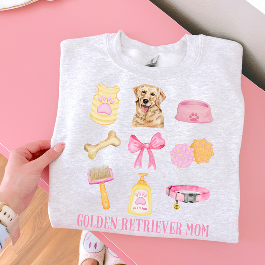 Golden Retriever Mom Pink Collage DTF Transfer