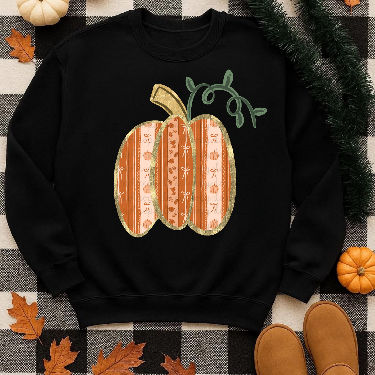 Gold Foil Pumpkin DTF Transfer