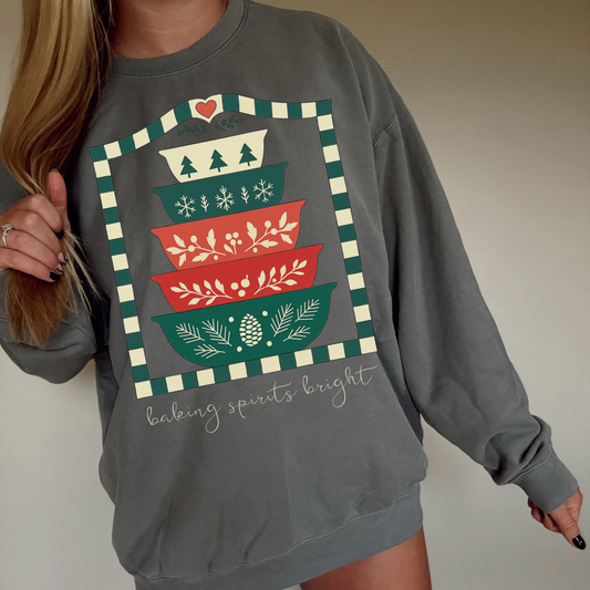 Grandma's Closet Baking Spirits Bright Christmas Bowls DTF Transfer