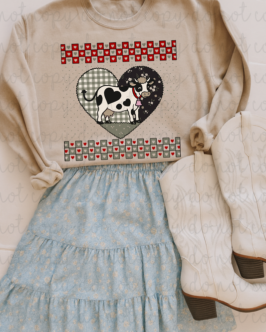 Grandma's Closet Heart Cow DTF Transfer