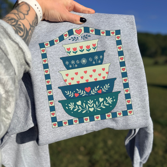 Grandma's Closet Floral Stacked Bowls DTF Transfer