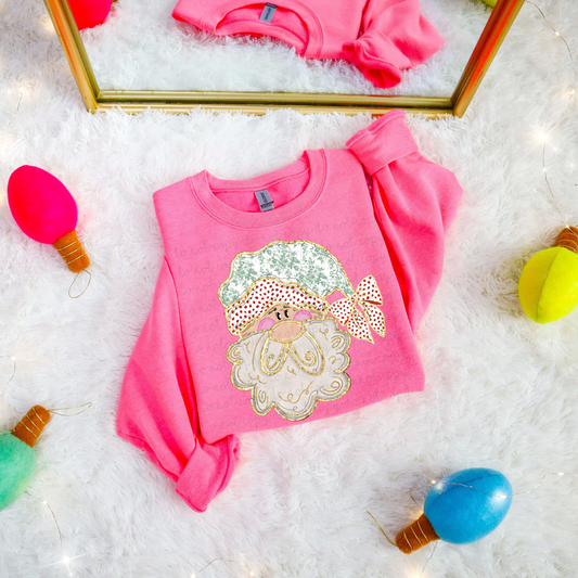 Green Toile Santa DTF Transfer