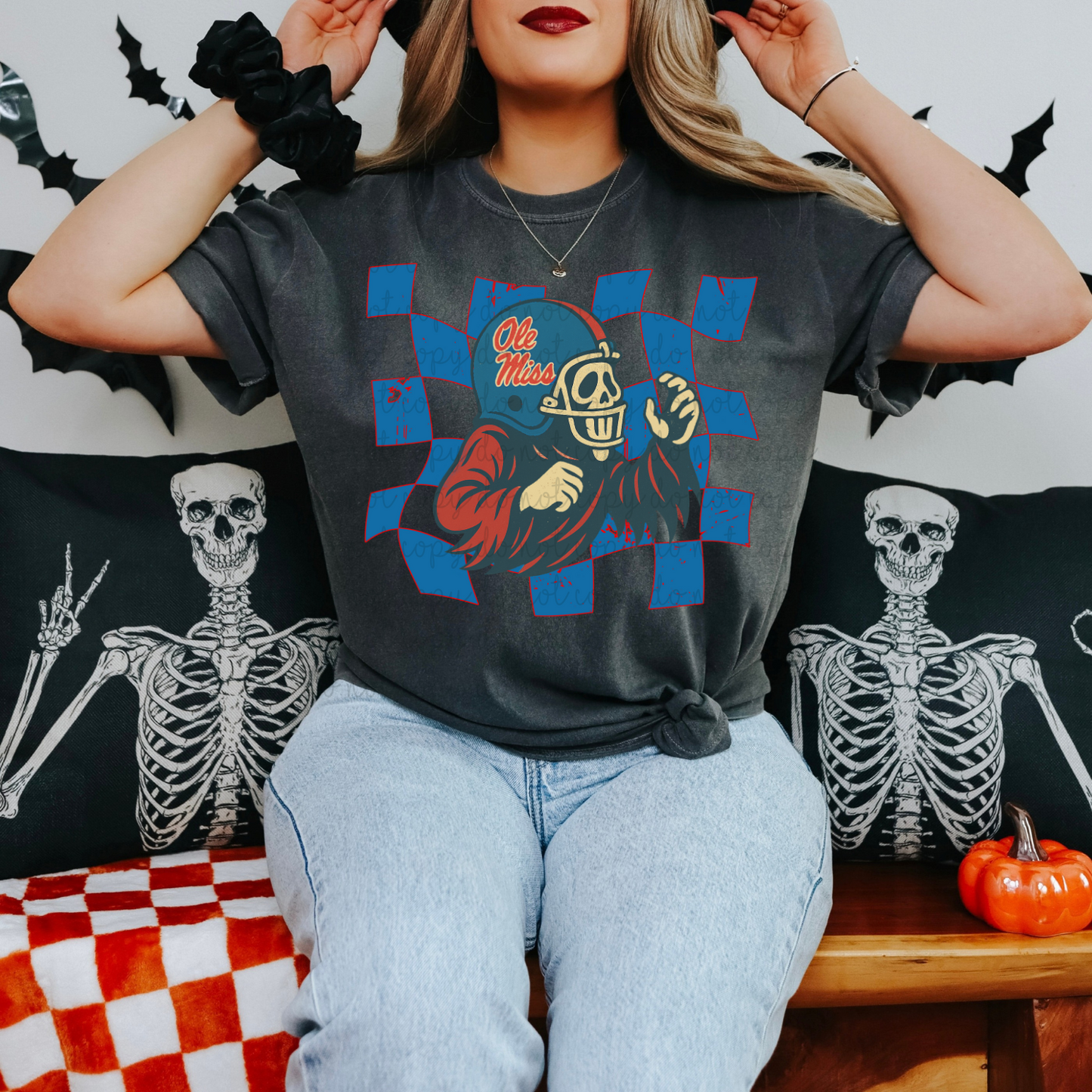 Checkered Halloween Ole Miss DTF Transfers