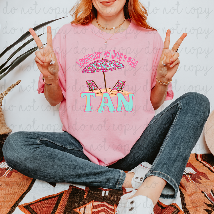 Happier When I Am Tan DTF Transfer