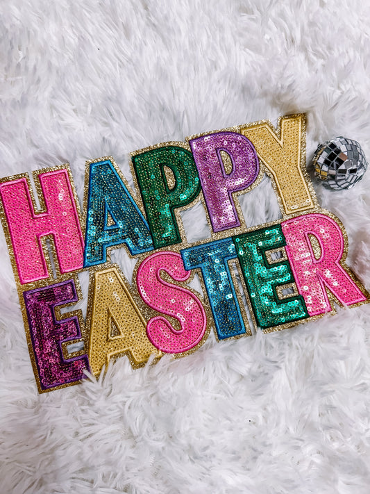 Happy Easter Sequin Chenille Patch