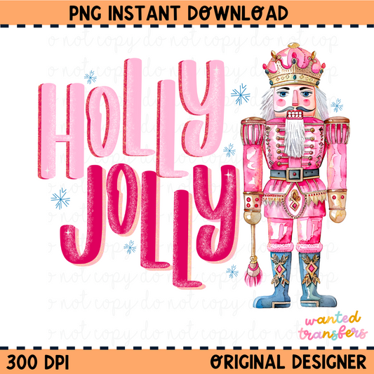 Holly Jolly Nutcracker Glitter Christmas PNG Digital Download