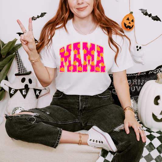 Hot Pink & Orange Pumpkin Mama Distressed DTF Transfer