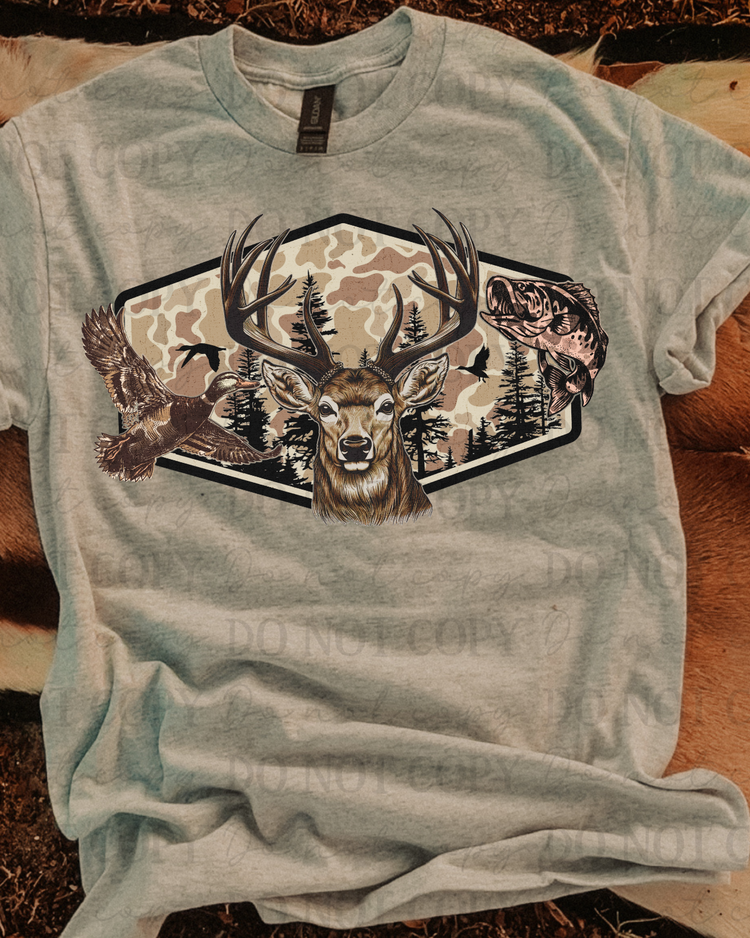 Distressed Hunting Wildlife DTF Transfer