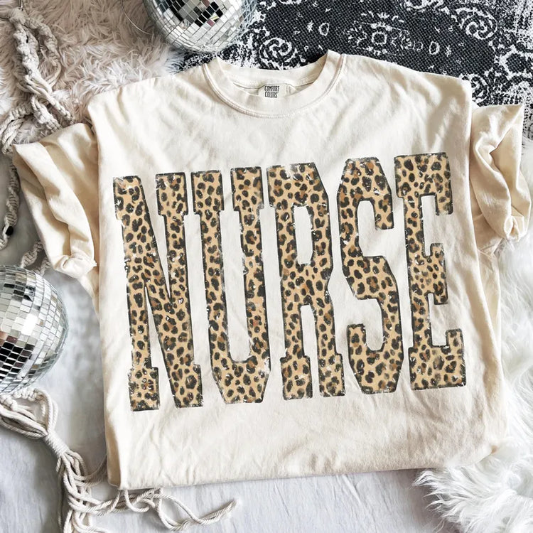 Leopard Varsity Nurse DTF Transfer