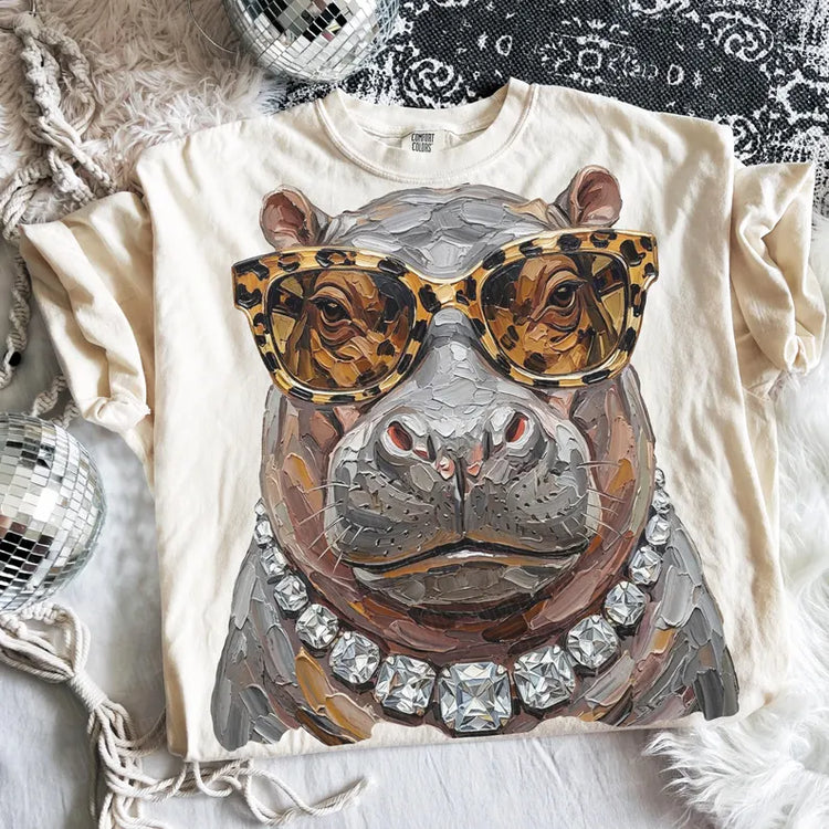 Preppy Hippo DTF Transfer
