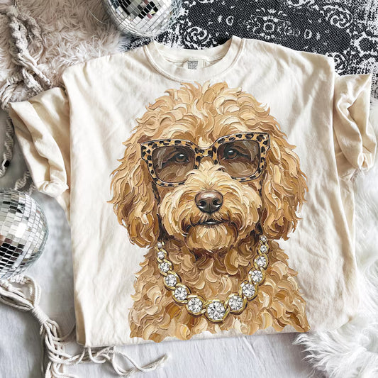 Glam Goldendoodle DTF Transfer